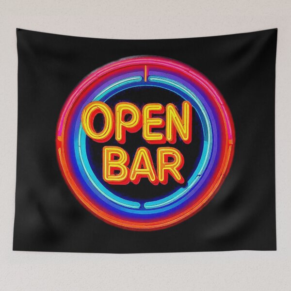 Item preview, Vintage psychedelic Neon "OPEN BAR" inside a circle. designed and sold by Giulivo Store Graphic.