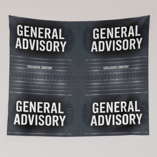 Item preview, General Advisory – Exclusive Content Warning with Modern Grid Halo Glow designed and sold by EmeraldeaArt.