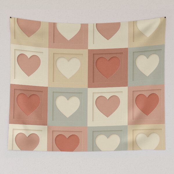 Item preview, Soft Tones Heart Grid Pattern designed and sold by Owcomm.