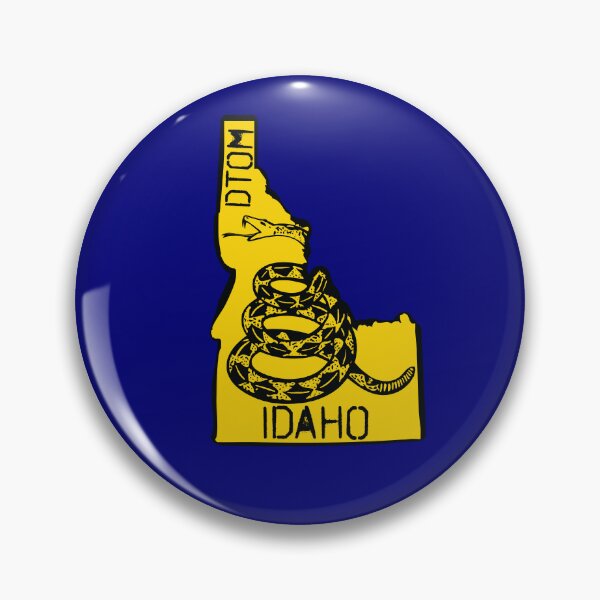 Item preview, IDAHOAN   - Libertarian - Don't Tread On Me Gadsden Snake on  IDAHO Map on Blue default background, #020279 DTOM = Don't Tread On Me designed and sold by pelagio.