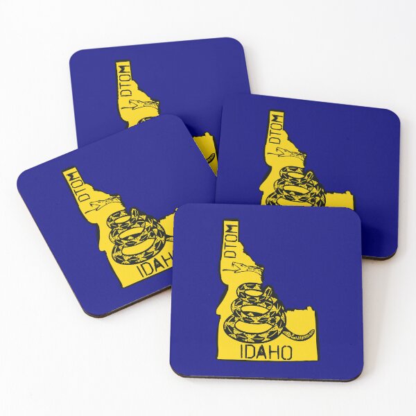 Item preview, IDAHOAN   - Libertarian - Don't Tread On Me Gadsden Snake on  IDAHO Map on Blue default background, #020279 DTOM = Don't Tread On Me designed and sold by pelagio.