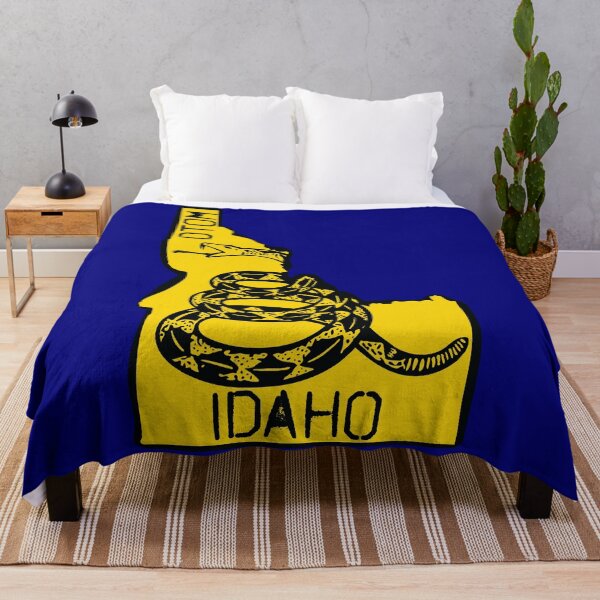 Item preview, IDAHOAN - Libertarian - Don't Tread On Me Gadsden Snake on IDAHO Map on Blue default background, #020279 DTOM = Don't Tread On Me designed and sold by pelagio.