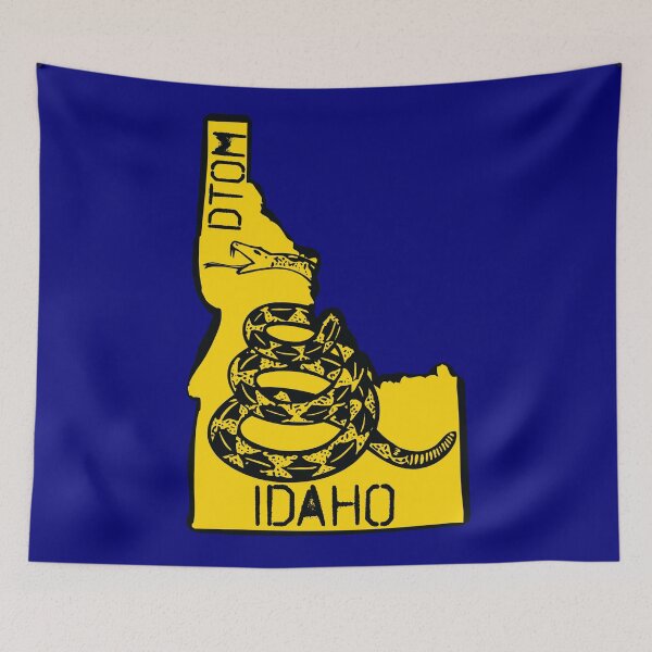 Item preview, IDAHOAN   - Libertarian - Don't Tread On Me Gadsden Snake on  IDAHO Map on Blue default background, #020279 DTOM = Don't Tread On Me designed and sold by pelagio.