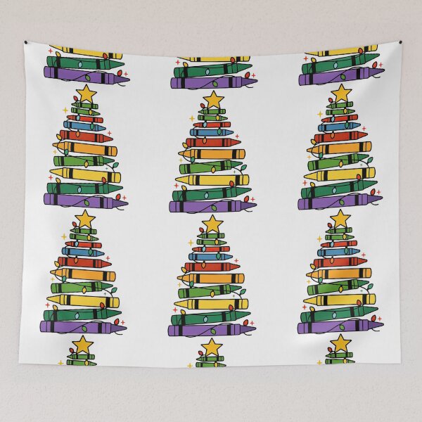 Item preview, Crayon Christmas Tree Rainbow Teacher Art Design designed and sold by ArtfulWeave.