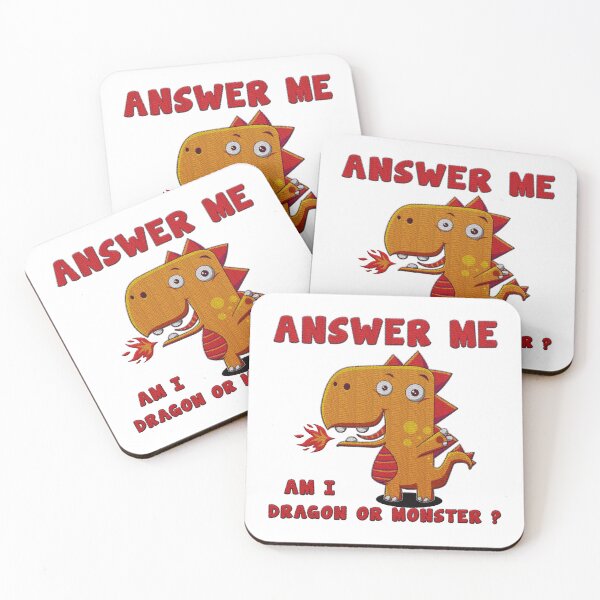 Item preview, answer me! am i dragon or dinosaur or monster? cute and funny cartoon character badge embroidery iron patch textured graphic artwork designed and sold by hayrpictures.