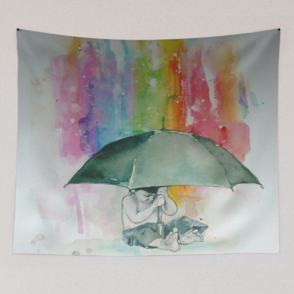 Item preview, Lora Zombie 'Umbrella Boy' Print Hand Signed in Silver pen by The Artist designed and sold by TrueDesigns01.
