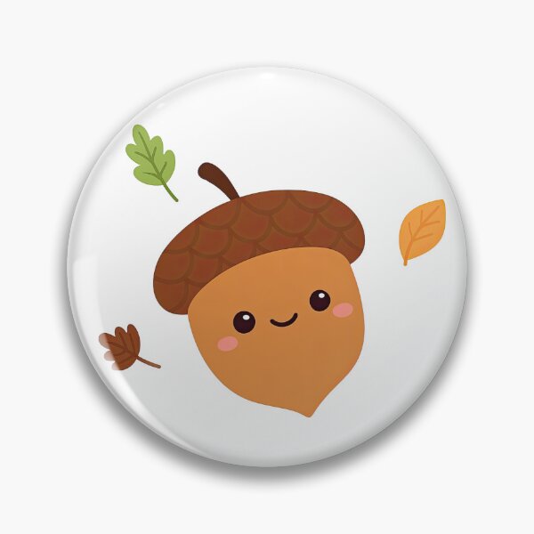 Item preview, Cute Kawaii Acorn with Smiling Face and Leaves designed and sold by ArtfulWeave.