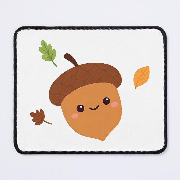 Item preview, Cute Kawaii Acorn with Smiling Face and Leaves designed and sold by ArtfulWeave.