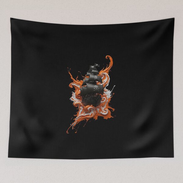 Item preview, Abstract Pirate Ship Art: Turbulent Waves & Jolly Roger Skull designed and sold by 4xF.