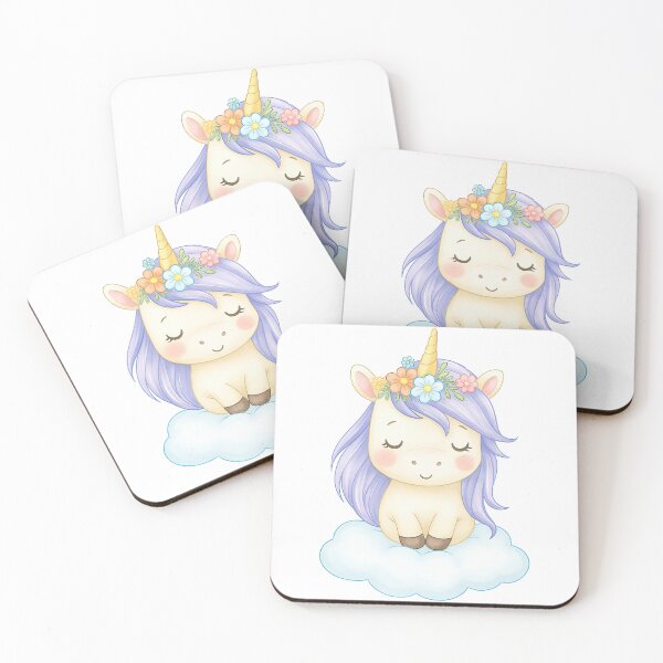 Item preview, Cute Pastel Unicorn Sitting on Cloud with Flowers designed and sold by ArtfulWeave.