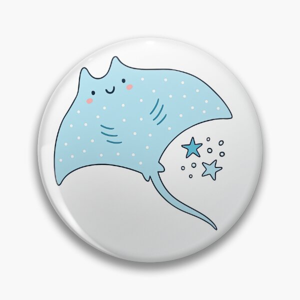 Item preview, Cute Kawaii Blue Manta Ray with Stars designed and sold by ArtfulWeave.