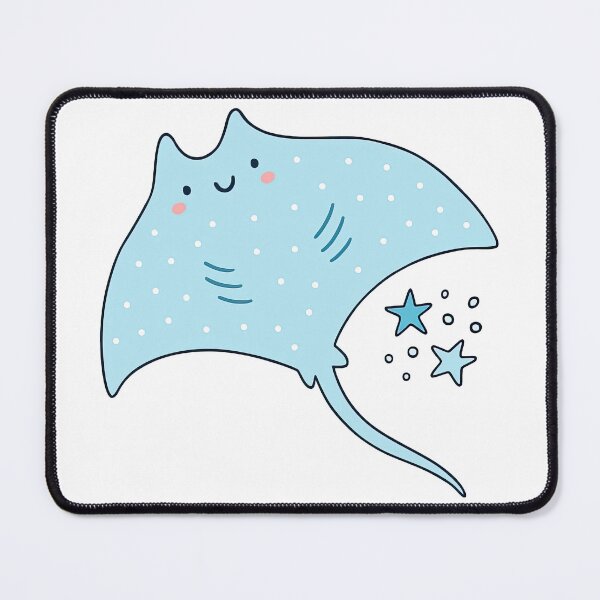Item preview, Cute Kawaii Blue Manta Ray with Stars designed and sold by ArtfulWeave.