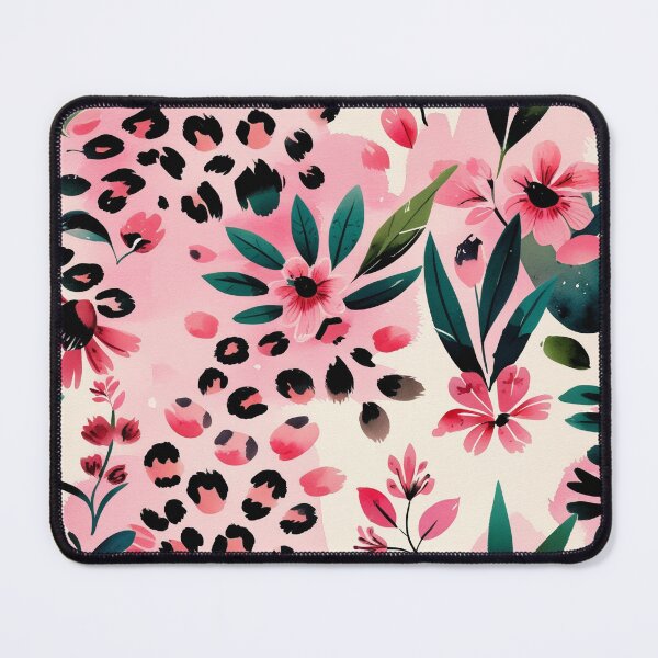 Artikelvorschau, Rosa Leoparden-Blumenaquarellmuster entworfen und verkauft von MariPon.