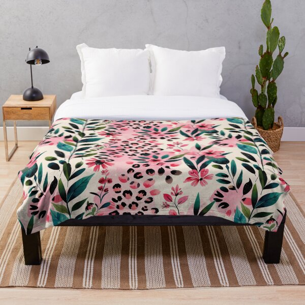 Item preview, Pink Leopard Floral Watercolor Pattern designed and sold by MariPon.
