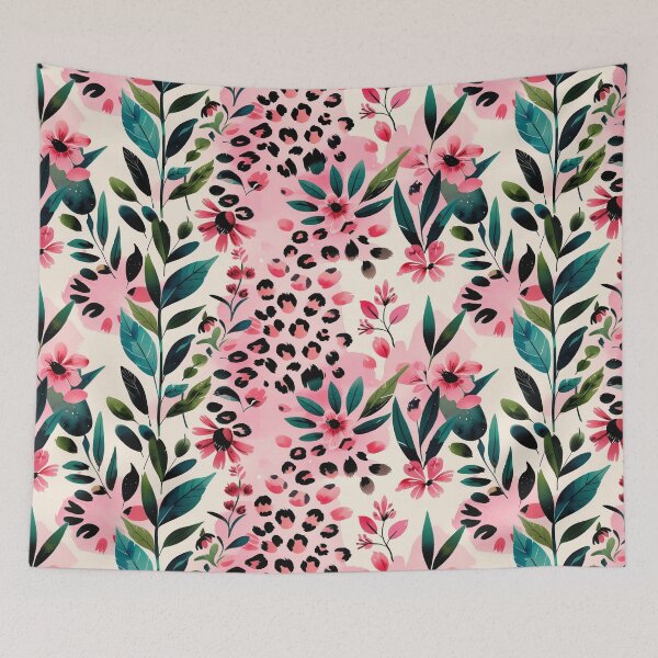 Aperçu de l'œuvre Motif floral aquarelle léopard rose créée et vendue par MariPon.