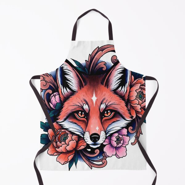 Item preview, Neotraditional Fox Tattoo – Elegant Fox Head with Peonies Design designed and sold by Ojo de Lilith.