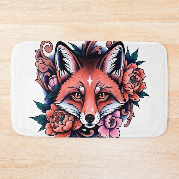 Item preview, Neotraditional Fox Tattoo – Elegant Fox Head with Peonies Design designed and sold by  Ojo de Lilith.
