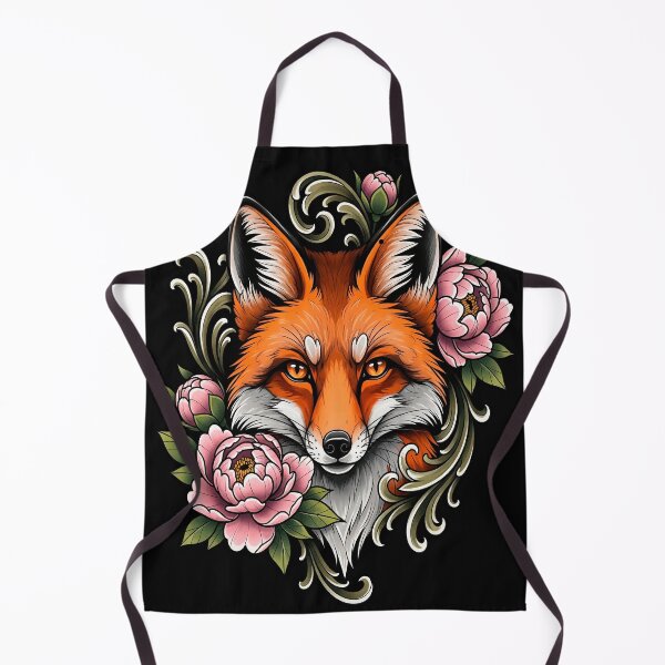Item preview, Neotraditional Fox Tattoo – Elegant Fox Head with Peonies Design designed and sold by Ojo de Lilith.
