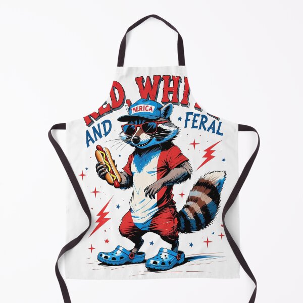Item preview, Red White and Feral Raccoon Funny 4th of July designed and sold by Redsame ⭐⭐⭐⭐⭐.