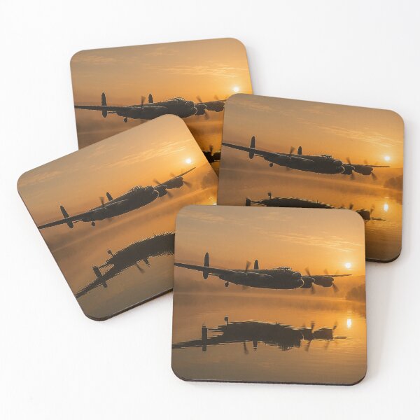 Artikelvorschau, Sonnenaufgang am nebligen See von Lancaster, BBMF entworfen und verkauft von Skyframe Aviation.