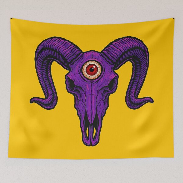 Item preview, Evil Third Eye Purple Sabbatic Goat Skull designed and sold by hauntedtees.