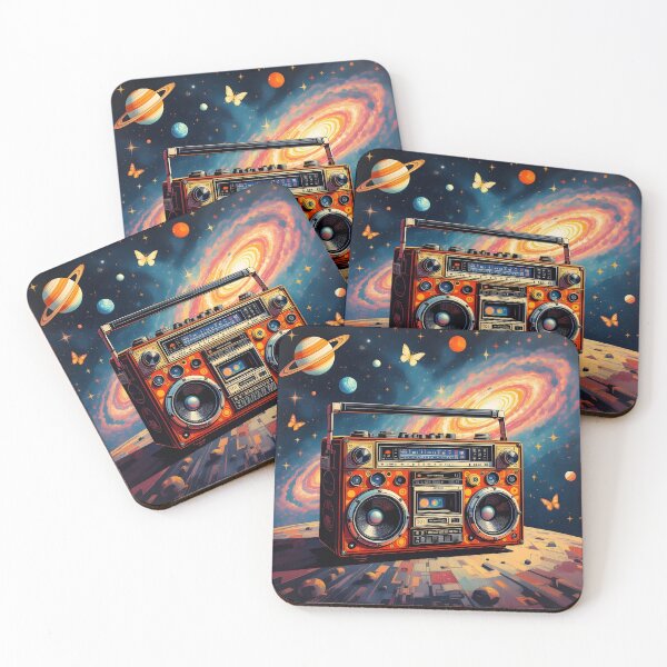 Item preview, Galactic Soundwaves – Bauhaus Boombox in a Cosmic Dreamscape designed and sold by WhimsicalThredz.
