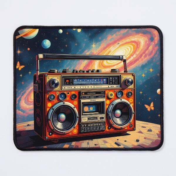 Item preview, Galactic Soundwaves – Bauhaus Boombox in a Cosmic Dreamscape designed and sold by WhimsicalThredz.