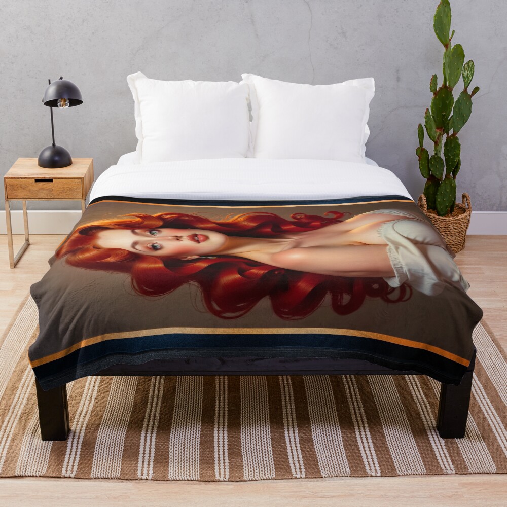 Artistic Study Of The Redhead Beauty Lyudmila Volkolov AI Concept Art by Xzendor7 3 Artistic Study Of The Redhead Beauty Lyudmila Volkolov Stunning AI Concept Art by Xzendor7 Decorative Art Print Throw Blanket