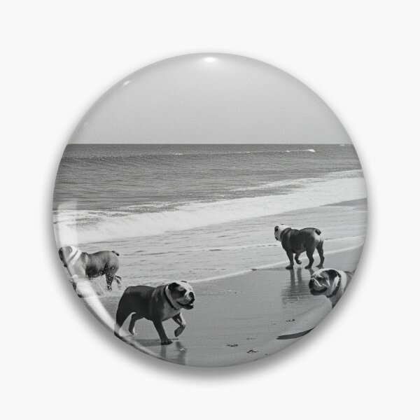Item preview, Vintage Bulldog Beach Party | Black and White Dog Photography | Coastal Wall Art designed and sold by Nikknakks.