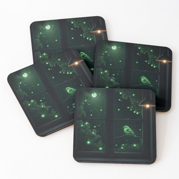 Item preview, Green bird in the night sky designed and sold by Glodtower.
