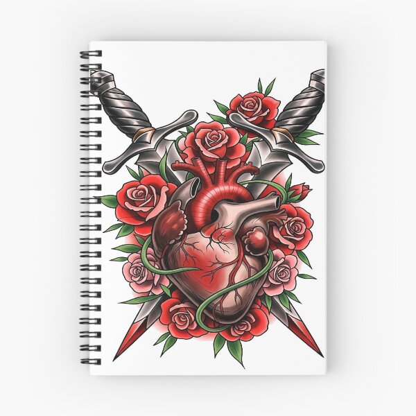 Item preview, Neotraditional Anatomical Heart Tattoo – Roses and Crossed Daggers designed and sold by Ojo de Lilith.