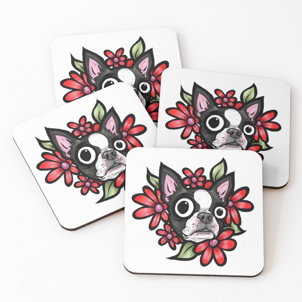 Item preview, Boston Terrier Red Daisies designed and sold by turddemon.