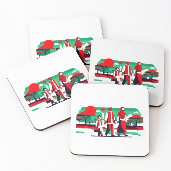 Item preview, Bangladeshi Family on Eid Walk – Flat Art designed and sold by kothae.