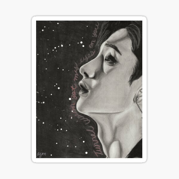 Bang Chan from Stray Kids (Railway) graphite & charcoal portrait drawing Sticker