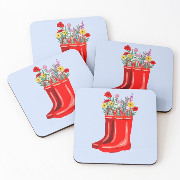 Item preview, Rainboots with flowers designed and sold by Mal-Gal.
