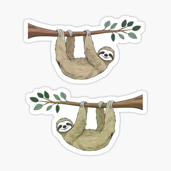Item preview, Cute Sloth Hanging on Branch Illustration designed and sold by RM-Journey.