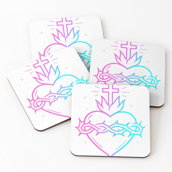 Item preview, Sacred Heart Neon Vaporwave designed and sold by ApologeticaCatolica.org.