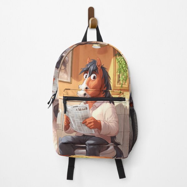 Item preview, Horse Head Human Body Bathroom Reading Scene Warm Lighting Humor designed and sold by mildaclairmo.