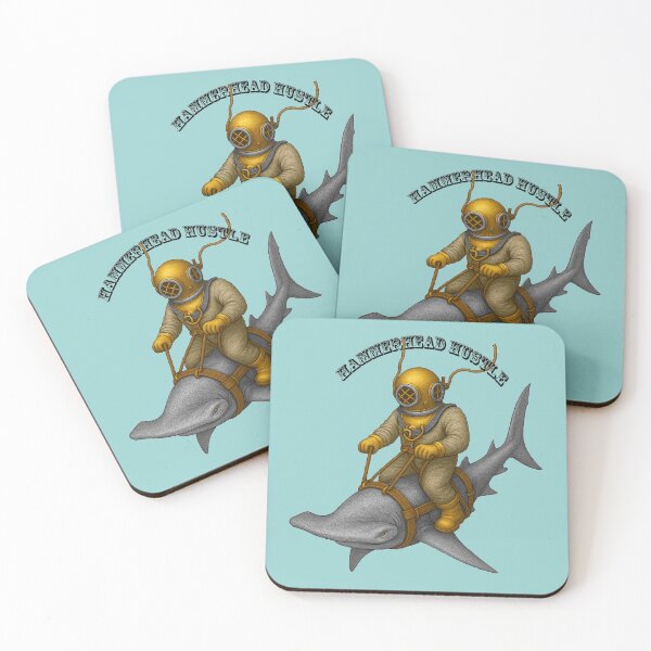 Item preview, Vintage Diver with Diving Helmet Riding a Hammerhead Shark URM designed and sold by urmaddad.
