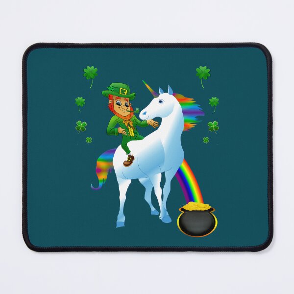 Item preview, Leprechaun Riding Unicorn Rainbow Gold Magic Art designed and sold by SandyMDesigns.