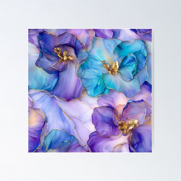 Item preview, Modern Alcohol Ink Flowers designed and sold by WatercolorLane.