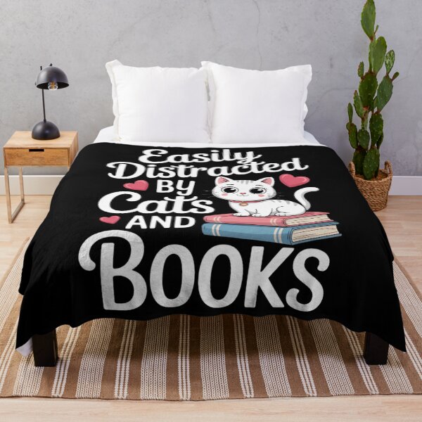 Item preview, Easily Distracted by Cats and Books Cute Cat And Book Lovers designed and sold by brynatshop.
