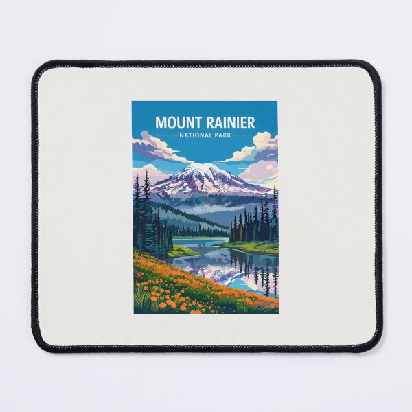Item preview, Retro Travel Poster Mountain Rainier designed and sold by lea-lani.
