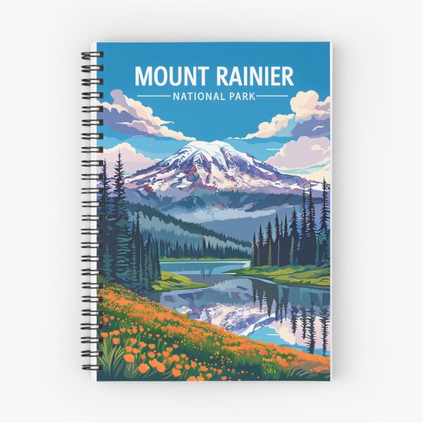 Item preview, Retro Travel Poster Mountain Rainier designed and sold by lea-lani.