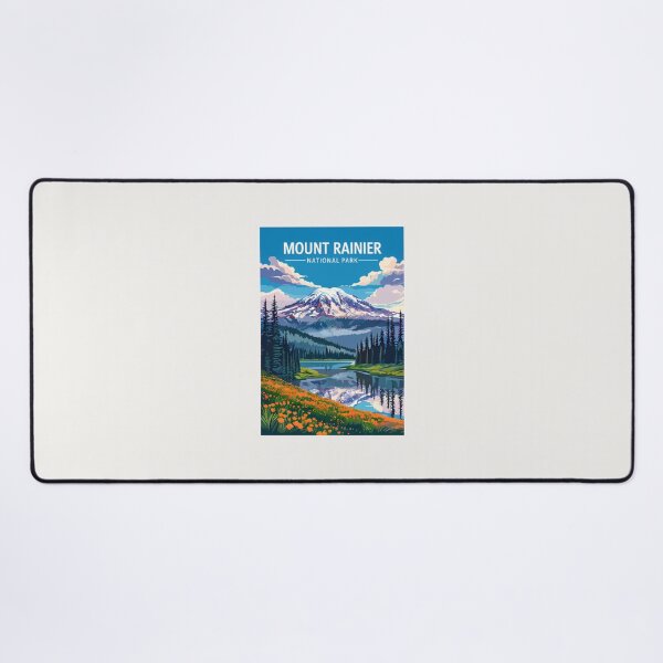 Item preview, Retro Travel Poster Mountain Rainier designed and sold by lea-lani.