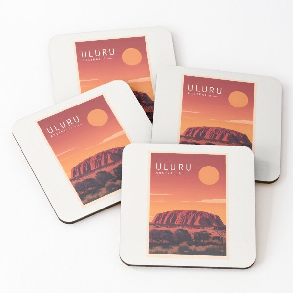 Item preview, Retro Travel Poster Uluru Australia designed and sold by lea-lani.