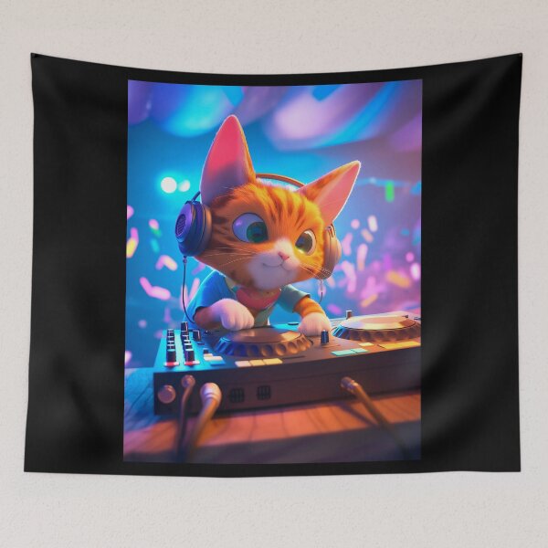Item preview, DJ Purrfect – Party Cat in Action designed and sold by Ayman-el1.
