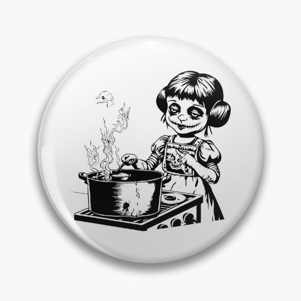 Artikelvorschau, Killer Doll Cooking Scene Gruseliger Koch Spooky Halloween entworfen und verkauft von inkoutninja.
