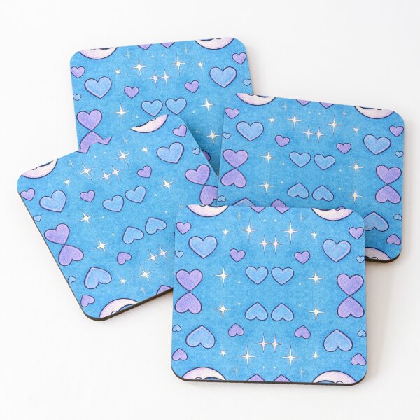 Item preview, Cute Moon & Hearts Blue Aesthetic Pattern designed and sold by CatanaDesign.