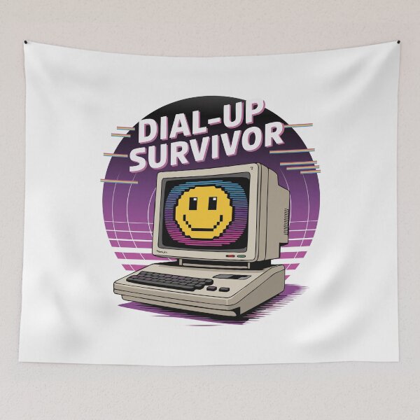 Item preview, Dial-Up Survivor – Nostalgic Technology for 90s Kids designed and sold by Mahilis.